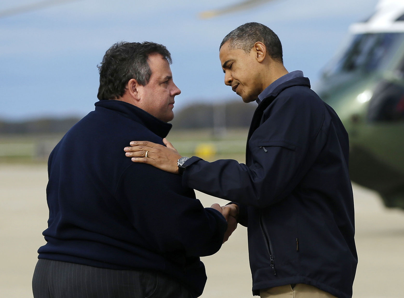 Barack Obama and Chris Christie, 2012